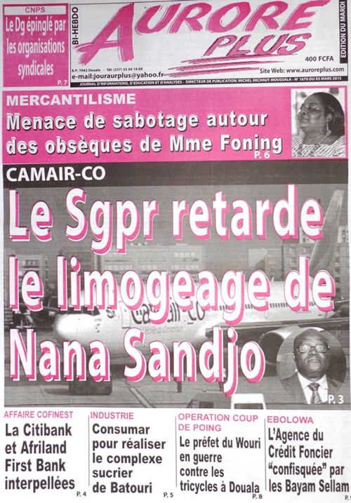 Cameroon Info Net Cameroun Kiosque Quelques Titres De Ce Mardi 03